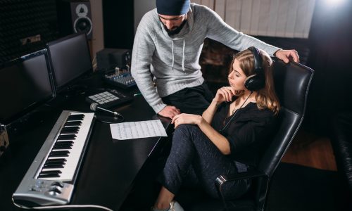 Music manager helping artist with career planning